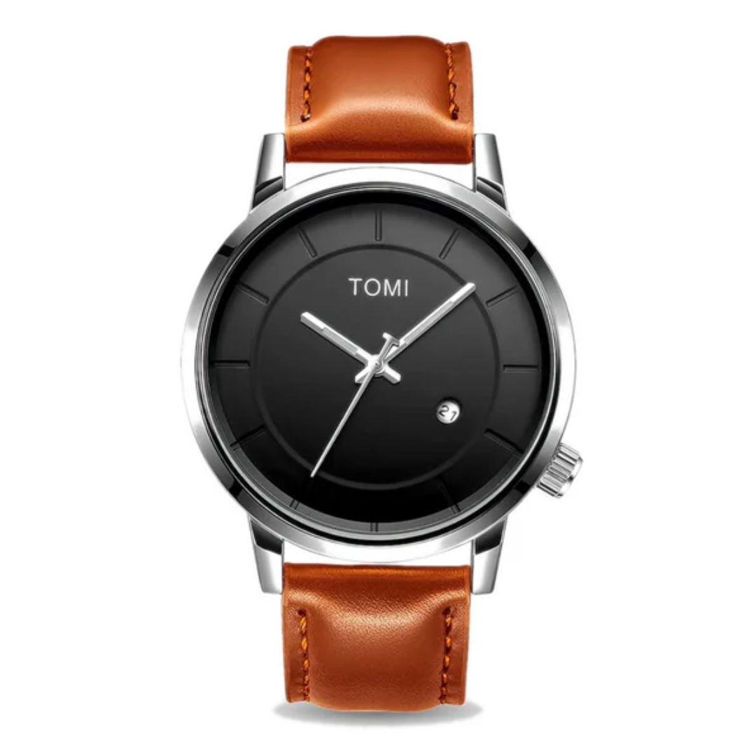 Relógio Aura Atlas de Couro + Caixa Premium de Brinde