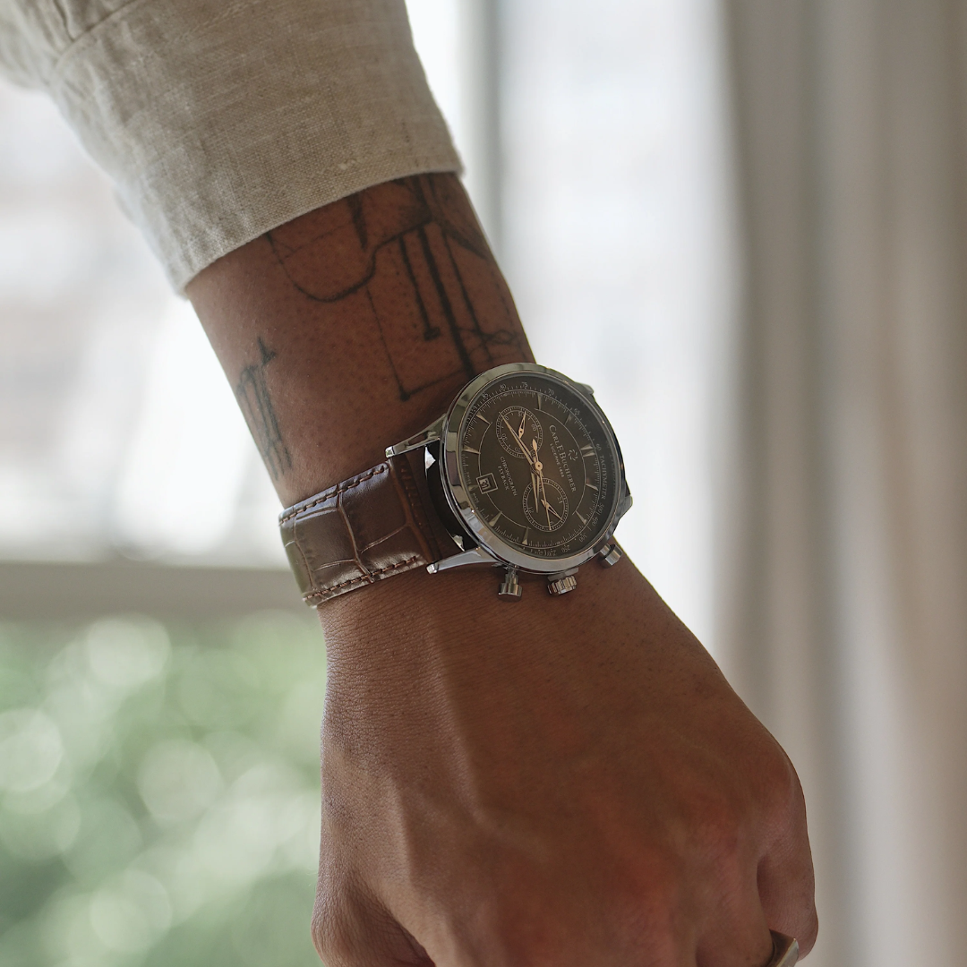 Relógio Aura Magnum de Couro + Caixa Premium de Brinde