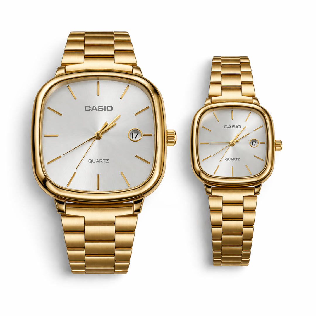 Kit Casal Relógios Casio Vintage Ultra Luxo + Caixinha de Brinde