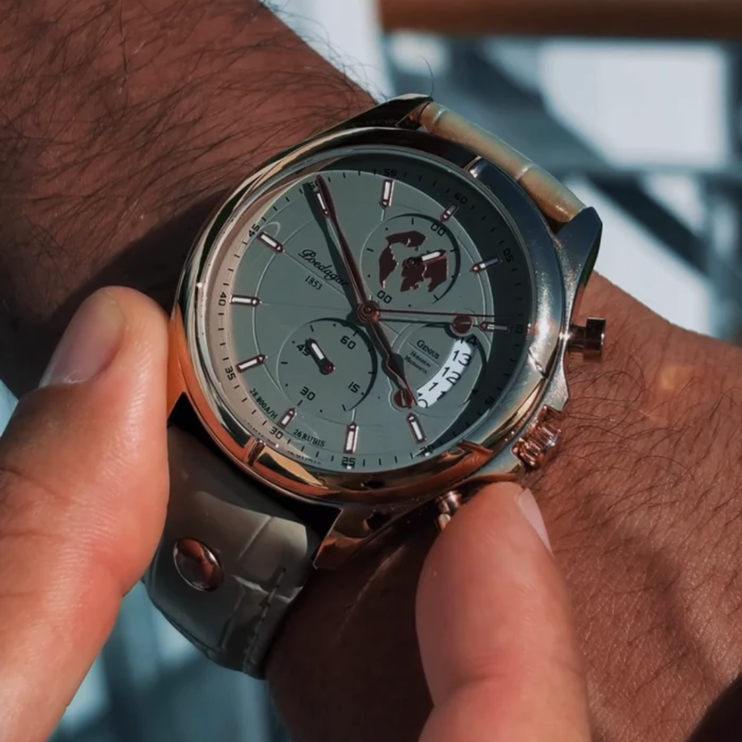 Relógio Aura Alpine de Couro + Caixa Premium de Brinde