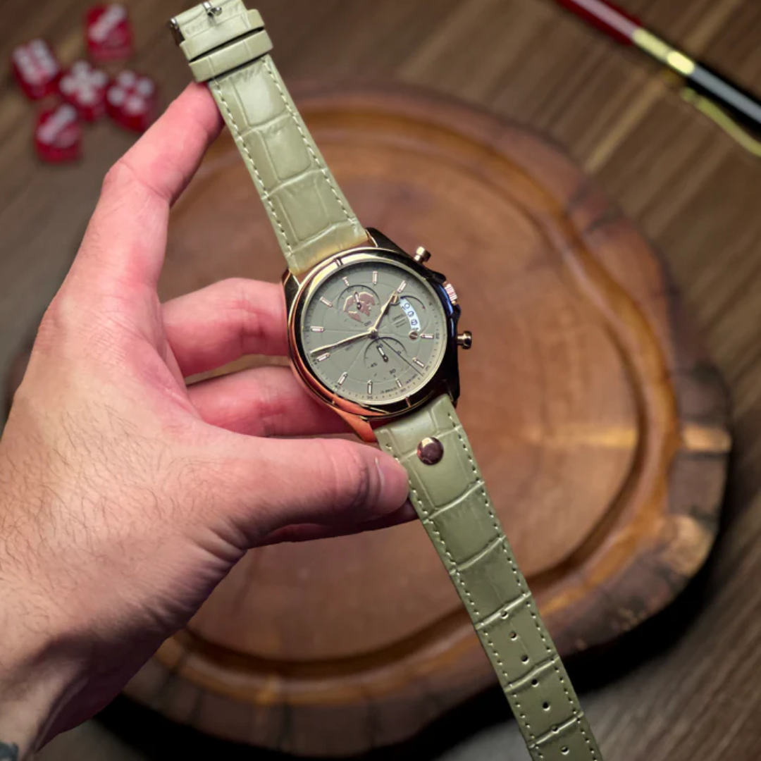 Relógio Aura Alpine de Couro + Caixa Premium de Brinde