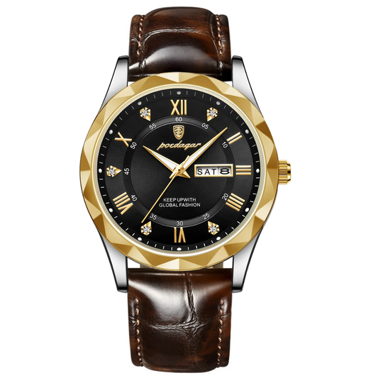 Relógio Aura Prestige de Couro + Caixa Premium de Brinde