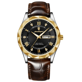 Relógio Aura Prestige de Couro + Caixa Premium de Brinde