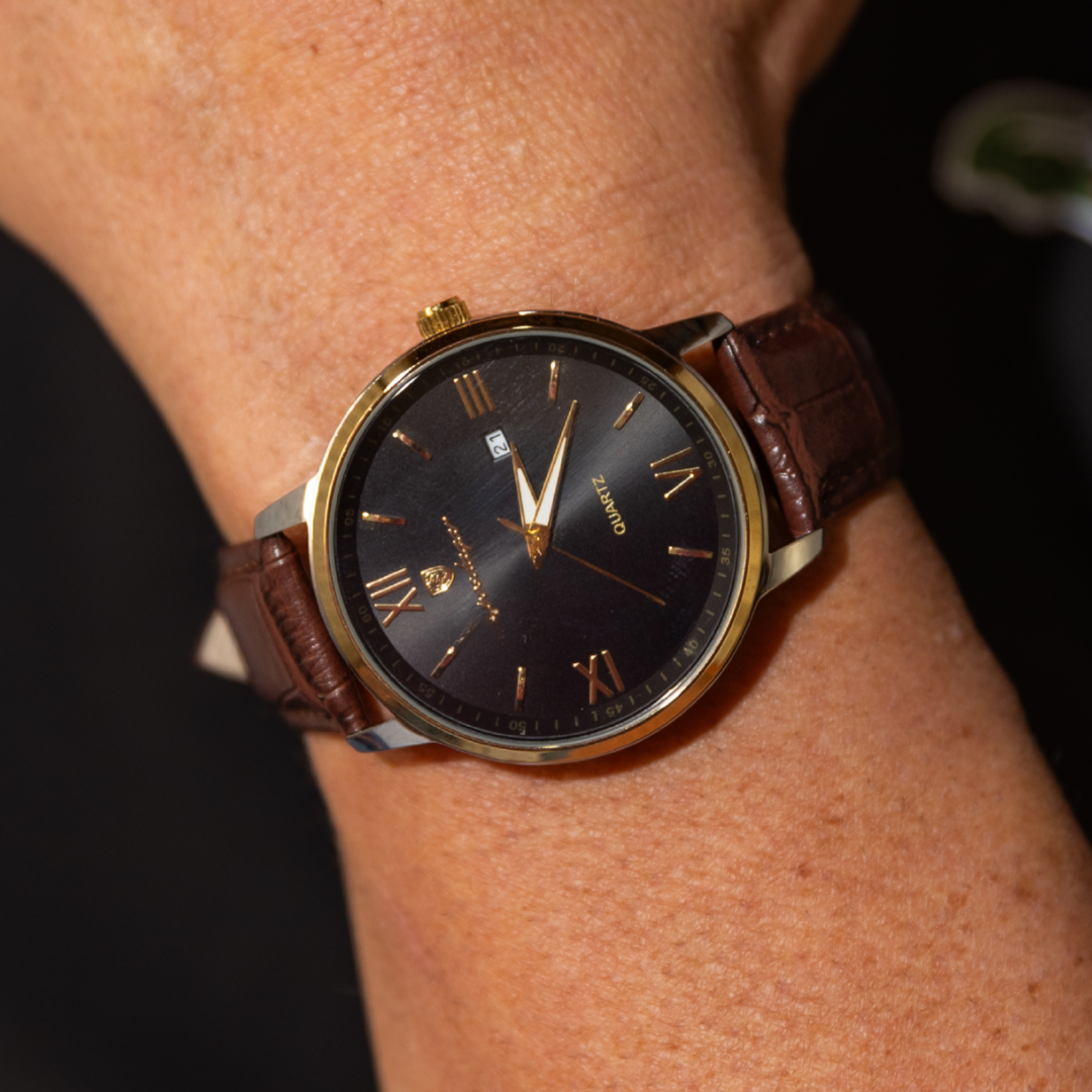 Relógio Aura Vector de Couro + Caixa Premium de Brinde