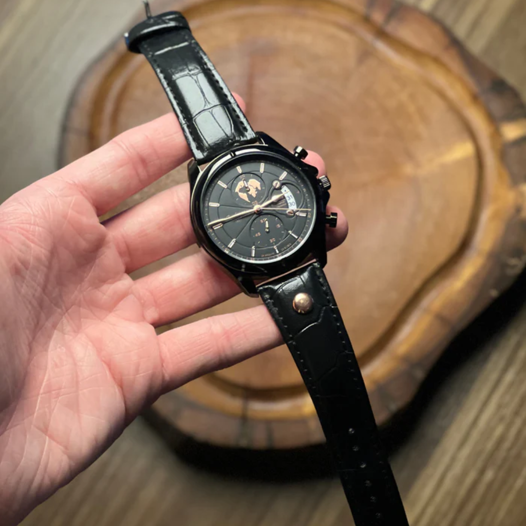 Relógio Aura Alpine de Couro + Caixa Premium de Brinde