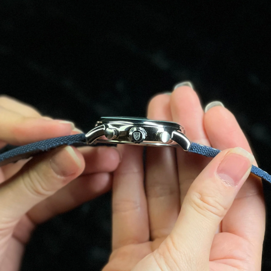 Relógio Aura Platinum de Couro + Caixa Premium de Brinde