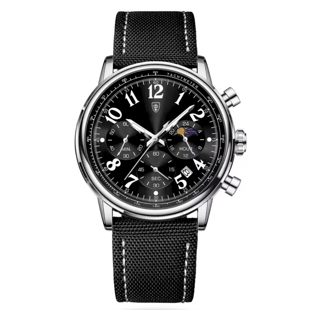 Relógio Aura Platinum de Couro + Caixa Premium de Brinde