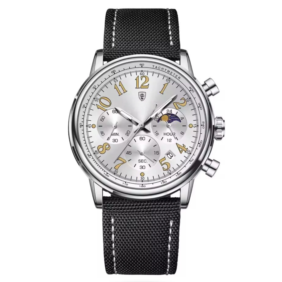 Relógio Aura Platinum de Couro + Caixa Premium de Brinde