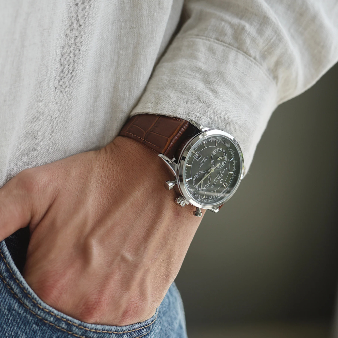 Relógio Aura Magnum de Couro + Caixa Premium de Brinde