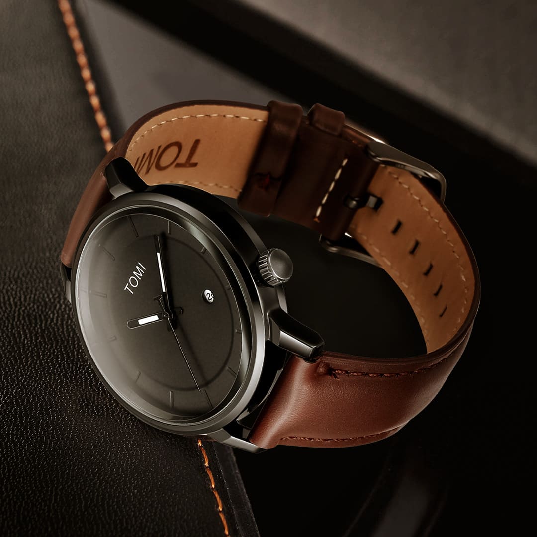 Relógio Aura Atlas de Couro + Caixa Premium de Brinde