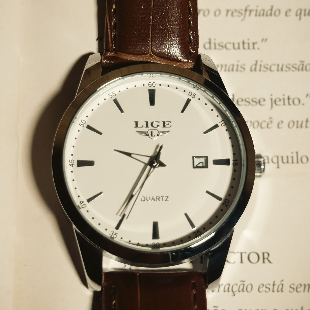 Relógio Aura Nero de Couro + Caixa Premium de Brinde