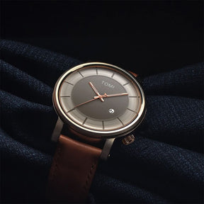 Relógio Aura Atlas de Couro + Caixa Premium de Brinde