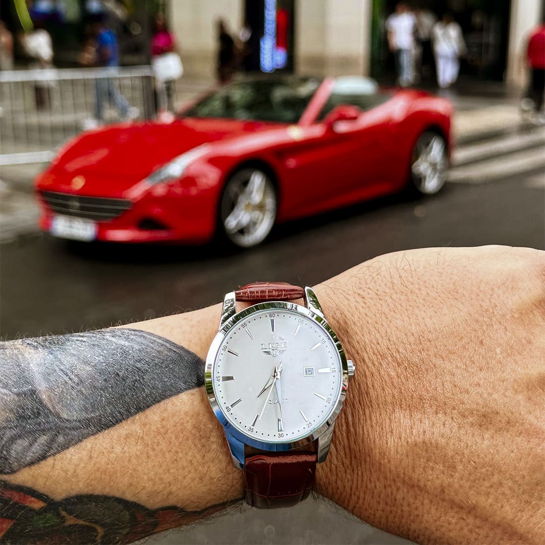 Relógio Aura Nero de Couro + Caixa Premium de Brinde