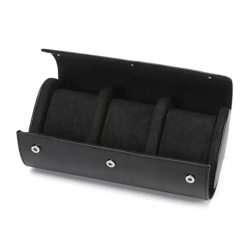 Case Portátil Para Relógios de Couro Legítimo - 3  Slots