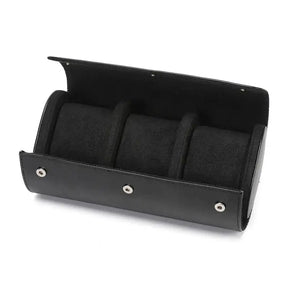 Case Portátil Para Relógios de Couro Legítimo - 3  Slots