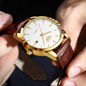 Relógio Aura Nero de Couro + Caixa Premium de Brinde