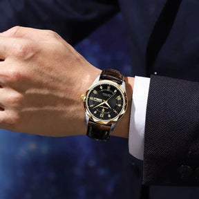 Relógio Aura Prestige de Couro + Caixa Premium de Brinde
