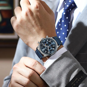 Relógio Aura Platinum de Couro + Caixa Premium de Brinde